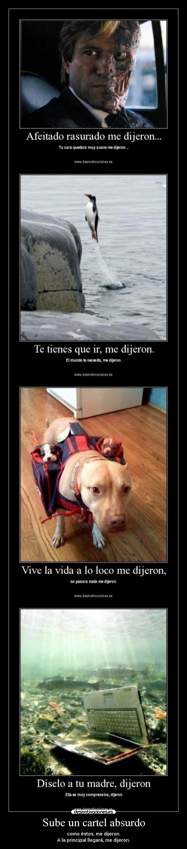 Sube un cartel absurdo -