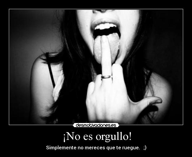 ¡No es orgullo! - Simplemente no mereces que te ruegue.   ;)