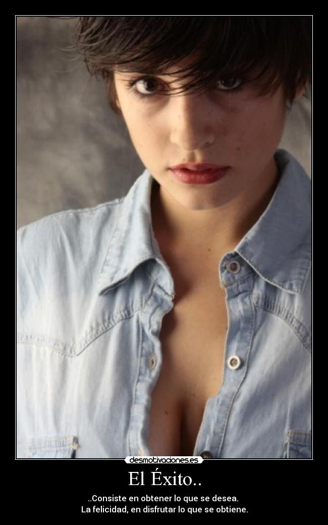 El Éxito.. - ..Consiste en obtener lo que se desea.
La felicidad, en disfrutar lo que se obtiene.