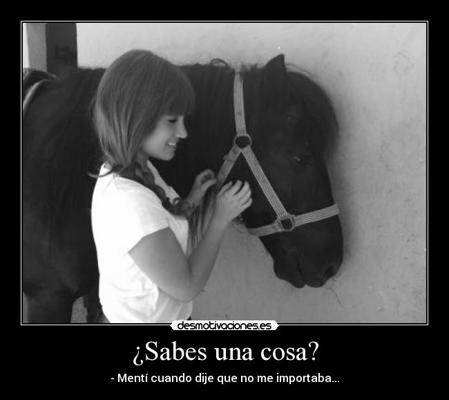 ¿Sabes una cosa? - - Mentí cuando dije que no me importaba...