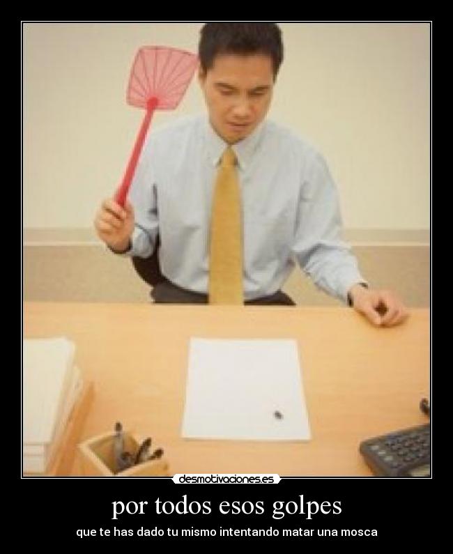 por todos esos golpes - que te has dado tu mismo intentando matar una mosca