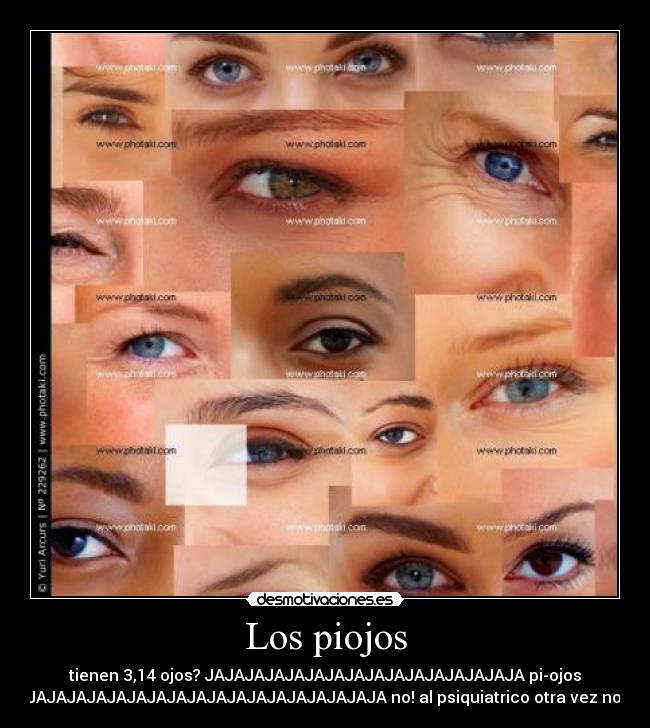 Los piojos - tienen 3,14 ojos? JAJAJAJAJAJAJAJAJAJAJAJAJAJAJAJA pi-ojos
JAJAJAJAJAJAJAJAJAJAJAJAJAJAJAJAJAJA no! al psiquiatrico otra vez no!