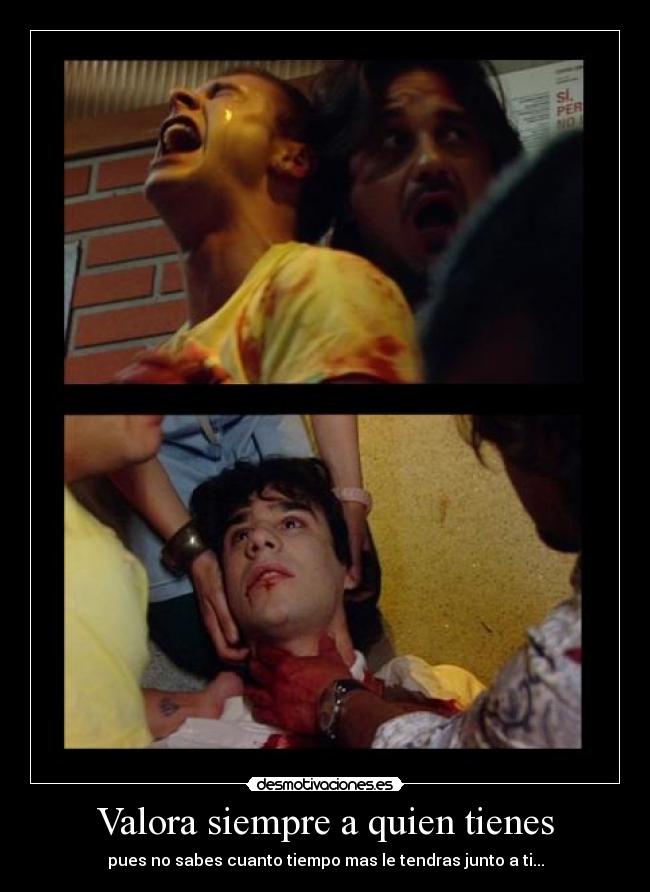Valora siempre a quien tienes - pues no sabes cuanto tiempo mas le tendras junto a ti...