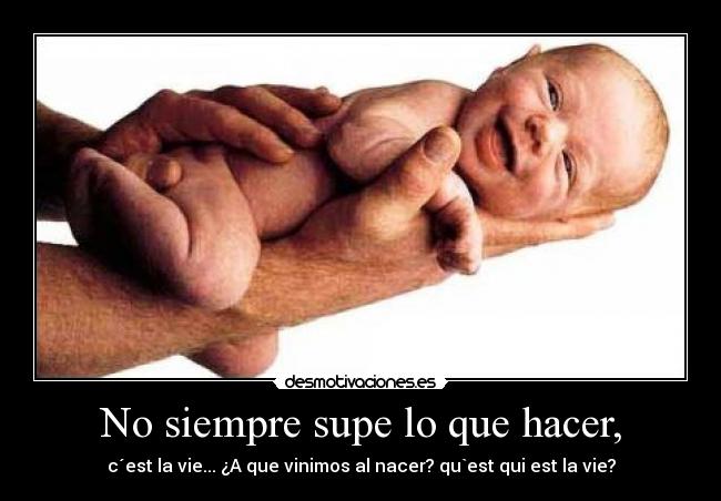 No siempre supe lo que hacer, - c´est la vie... ¿A que vinimos al nacer? qu`est qui est la vie?