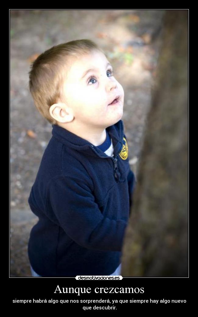 Aunque crezcamos - siempre habrá algo que nos sorprenderá, ya que siempre hay algo nuevo
 que descubrir.
