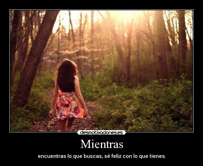 Mientras - encuentras lo que buscas, sé feliz con lo que tienes.