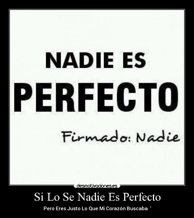Si Lo Se Nadie Es Perfecto -