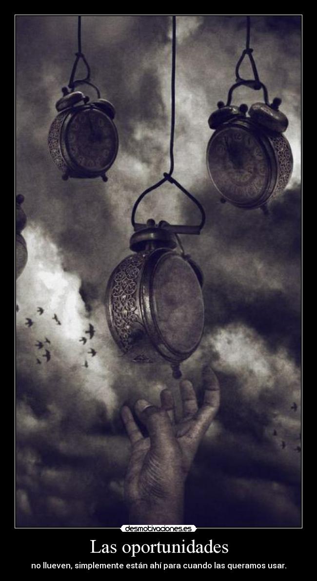 Las oportunidades - no llueven, simplemente están ahí para cuando las queramos usar.