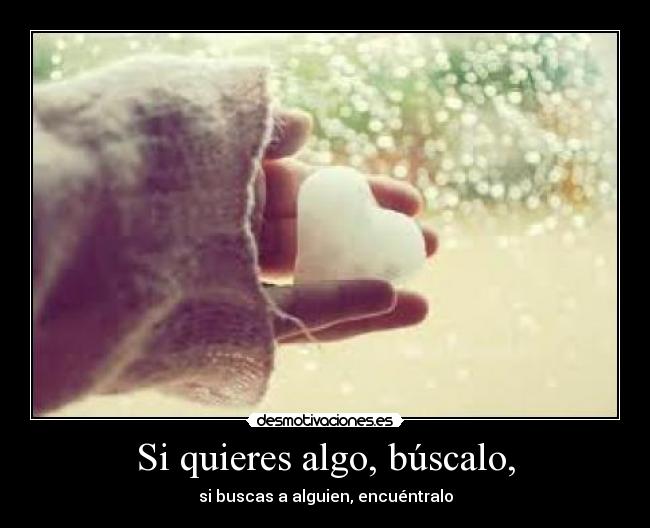 Si quieres algo, búscalo, - si buscas a alguien, encuéntralo