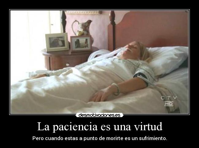 La paciencia es una virtud - Pero cuando estas a punto de morirte es un sufrimiento.