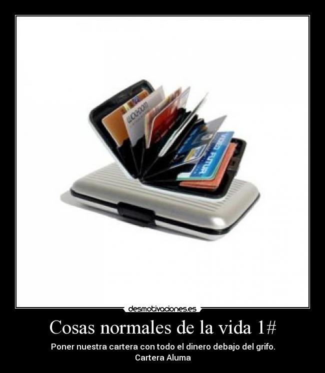Cosas normales de la vida 1# - Poner nuestra cartera con todo el dinero debajo del grifo.
Cartera Aluma