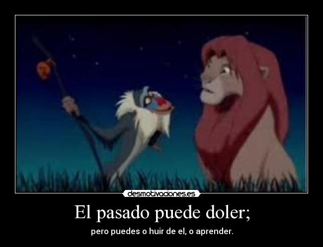 El pasado puede doler; - pero puedes o huir de el, o aprender.