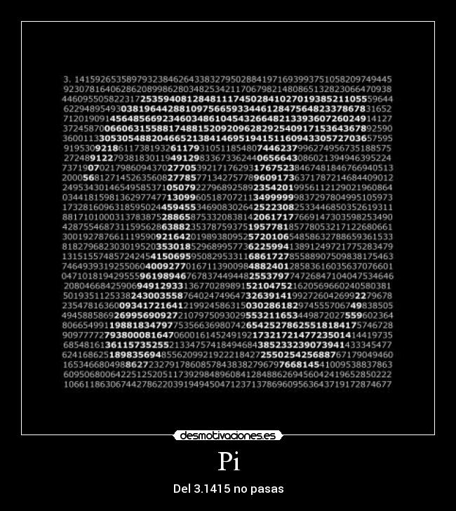 Pi - Del 3.1415 no pasas