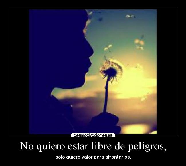 No quiero estar libre de peligros, -
