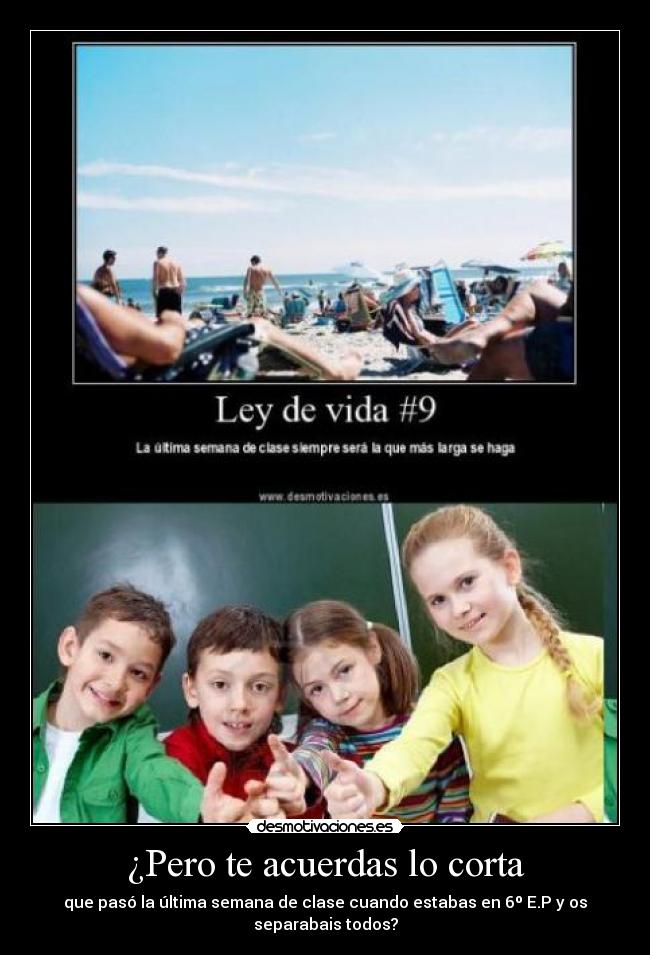 ¿Pero te acuerdas lo corta - que pasó la última semana de clase cuando estabas en 6º E.P y os separabais todos?