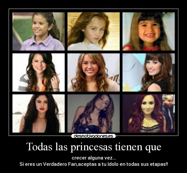 carteles selenagomez mileycyrus demilovato fan crecer desmotivaciones