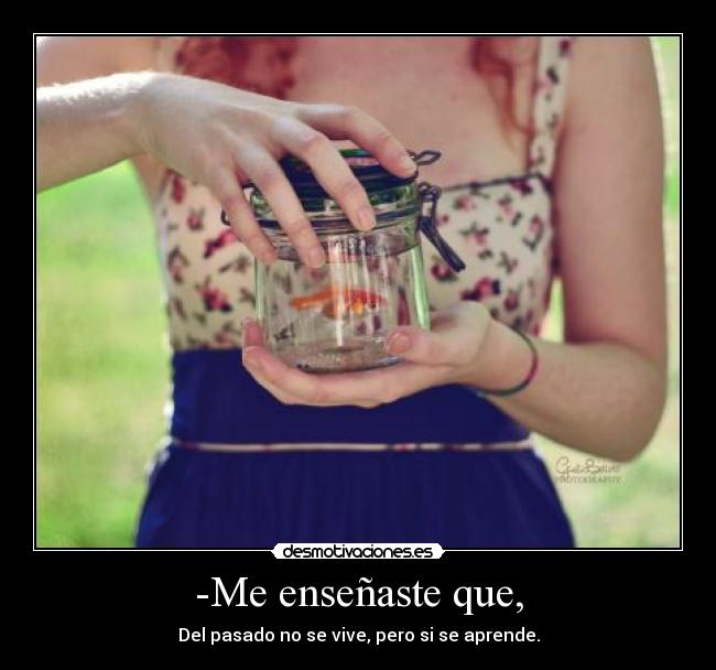 -Me enseñaste que, - Del pasado no se vive, pero si se aprende.