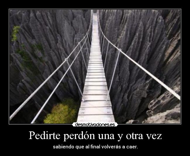 Pedirte perdón una y otra vez - sabiendo que al final volverás a caer.