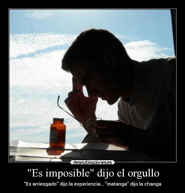 Es imposible dijo el orgullo - Es arriesgado dijo la experiencia... matanga dijo la changa