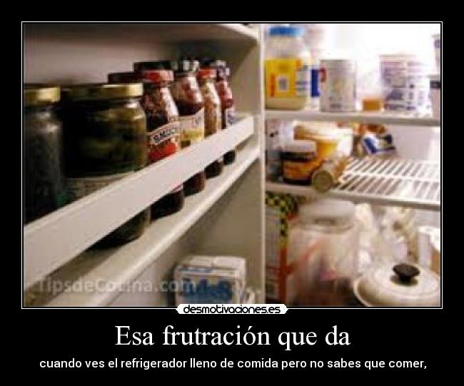Esa frutración que da - cuando ves el refrigerador lleno de comida pero no sabes que comer,