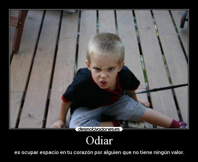 Odiar - es ocupar espacio en tu corazón por alguien que no tiene ningún valor.