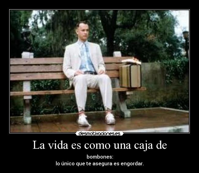 La vida es como una caja de - bombones:
lo único que te asegura es engordar.