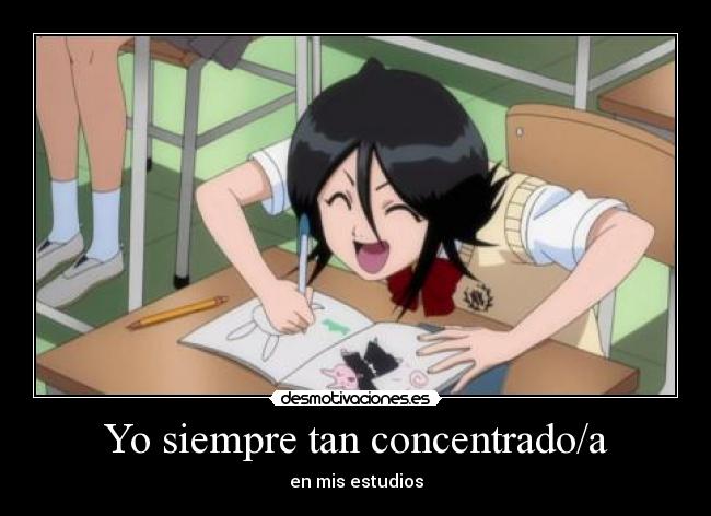 carteles anime bleach rukia kuchiki estudios concentracion desmotivaciones