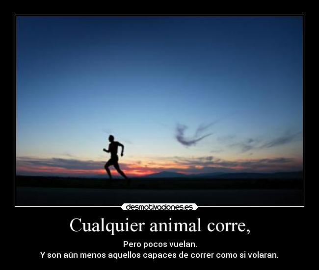 Cualquier animal corre, - Pero pocos vuelan.
Y son aún menos aquellos capaces de correr como si volaran.
