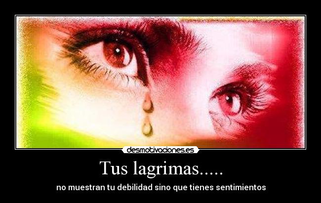Tus lagrimas..... - no muestran tu debilidad sino que tienes sentimientos