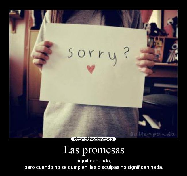 Las promesas - significan todo,
pero cuando no se cumplen, las disculpas no significan nada.