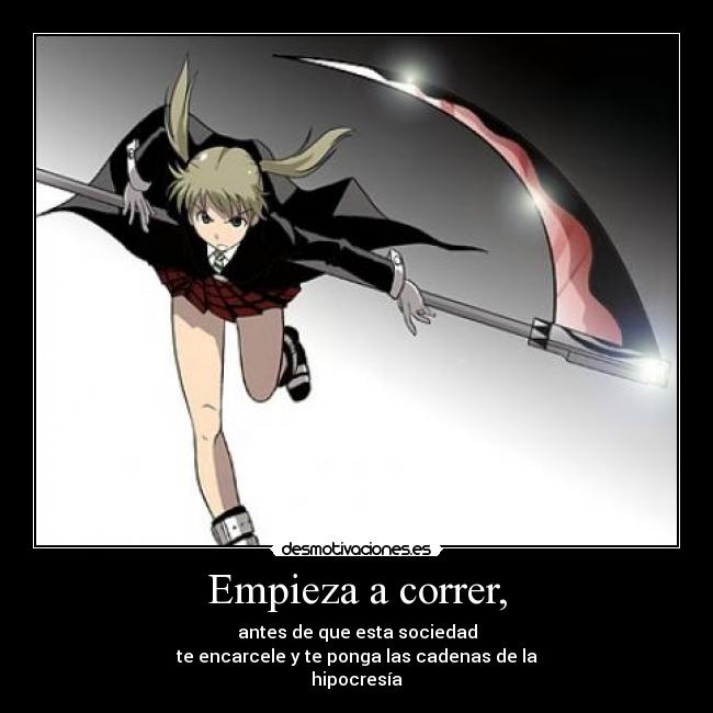 carteles anime maka soul eater correr desmotivaciones