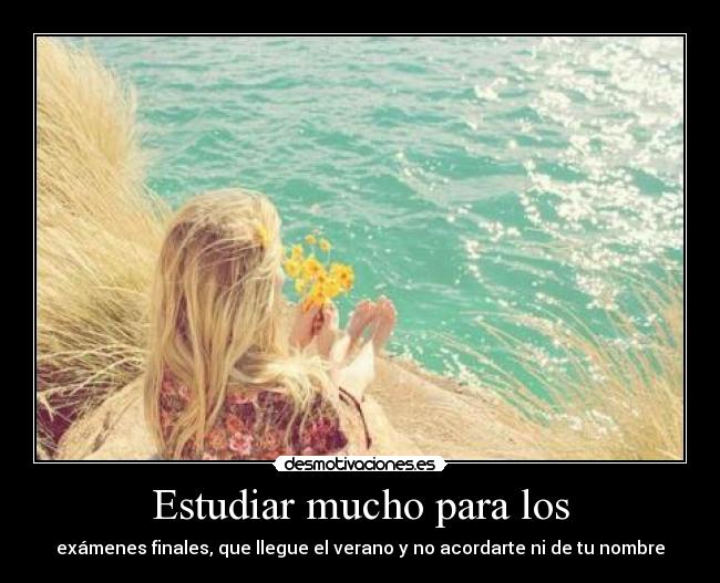 Estudiar mucho para los - exámenes finales, que llegue el verano y no acordarte ni de tu nombre