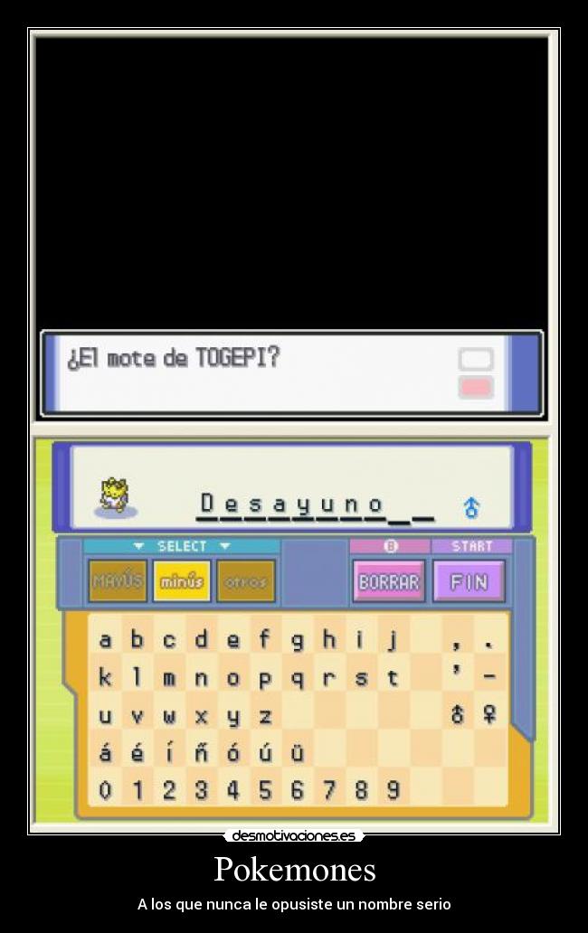 carteles alb95 togepi nombre desayuno pokemon platino desmotivaciones