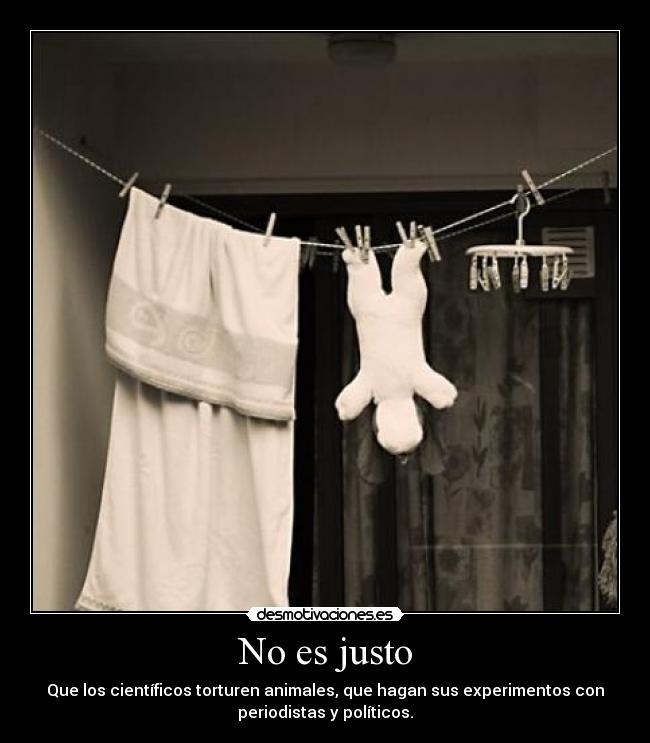 No es justo - Que los científicos torturen animales, que hagan sus experimentos con
periodistas y políticos.