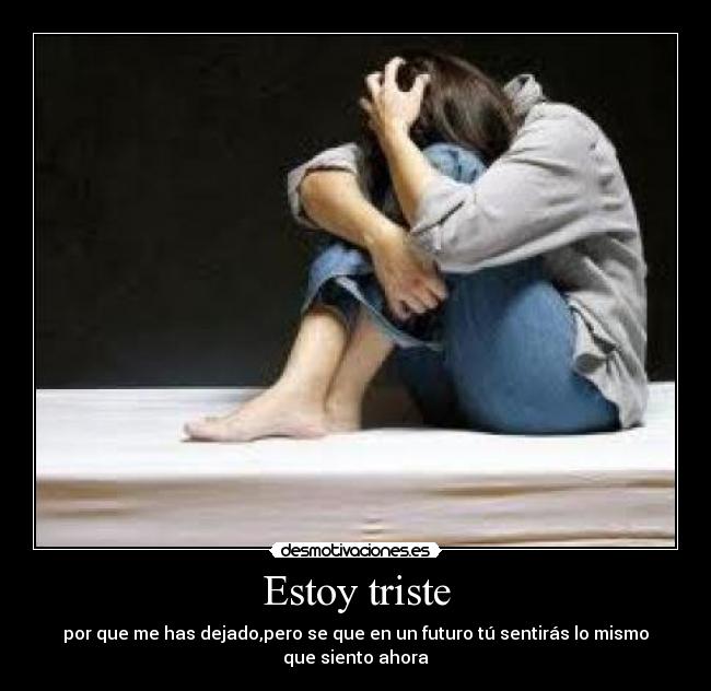 Estoy triste - por que me has dejado,pero se que en un futuro tú sentirás lo mismo que siento ahora