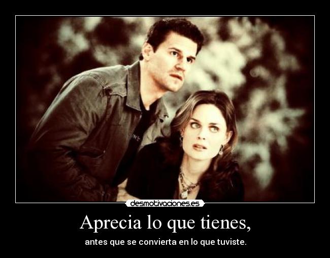 Aprecia lo que tienes, - antes que se convierta en lo que tuviste.