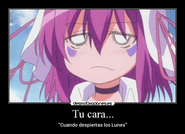 carteles cara lunes despiertas anime yumekui merry nightmare desmotivaciones