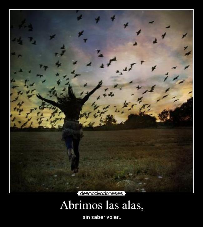 Abrimos las alas, - sin saber volar..
