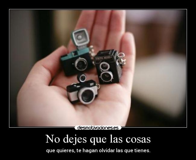 No dejes que las cosas - que quieres, te hagan olvidar las que tienes.