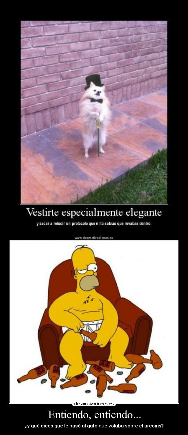 Entiendo, entiendo... - ¿y qué dices que le pasó al gato que volaba sobre el arcoiris?