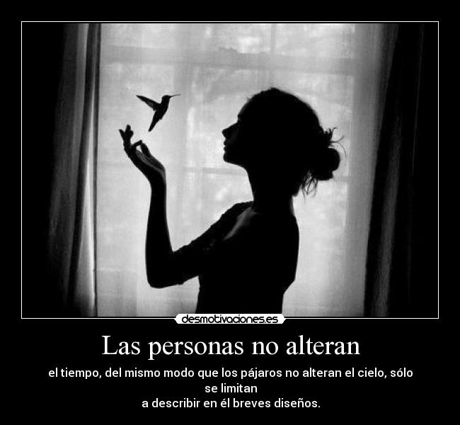 Las personas no alteran - el tiempo, del mismo modo que los pájaros no alteran el cielo, sólo se limitan
a describir en él breves diseños.