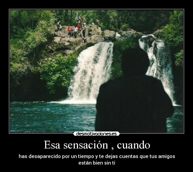 Esa sensación , cuando - has desaparecido por un tiempo y te dejas cuentas que tus amigos están bien sin ti