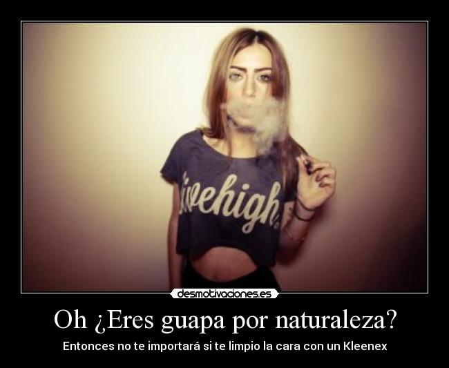 Oh ¿Eres guapa por naturaleza? - Entonces no te importará si te limpio la cara con un Kleenex