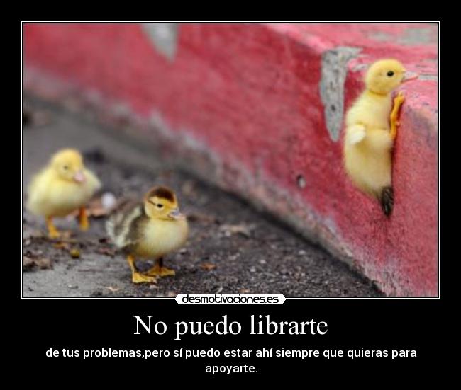 No puedo librarte - de tus problemas,pero sí puedo estar ahí siempre que quieras para apoyarte.