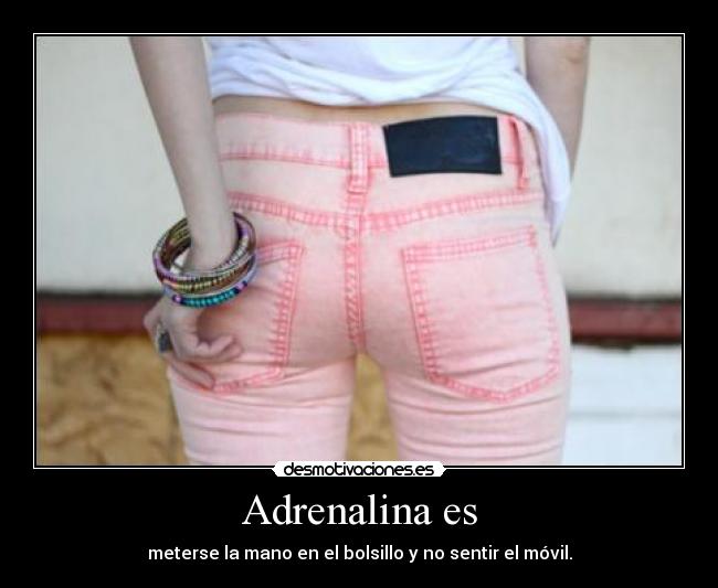 Adrenalina es - meterse la mano en el bolsillo y no sentir el móvil.