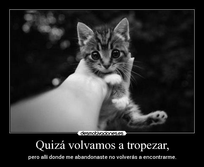 Quizá volvamos a tropezar, - pero allí donde me abandonaste no volverás a encontrarme.