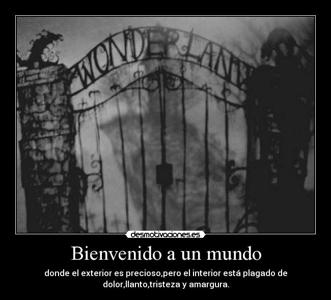Bienvenido a un mundo - donde el exterior es precioso,pero el interior está plagado de
dolor,llanto,tristeza y amargura.