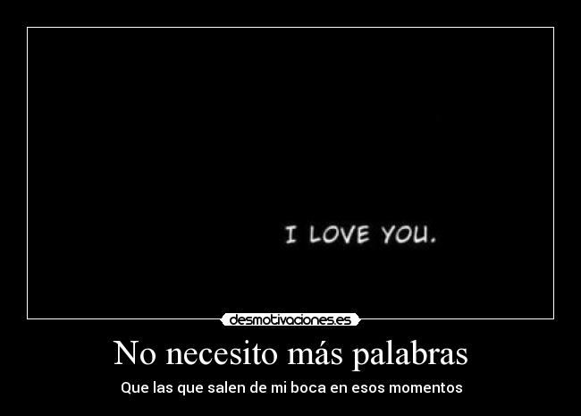 No necesito más palabras -