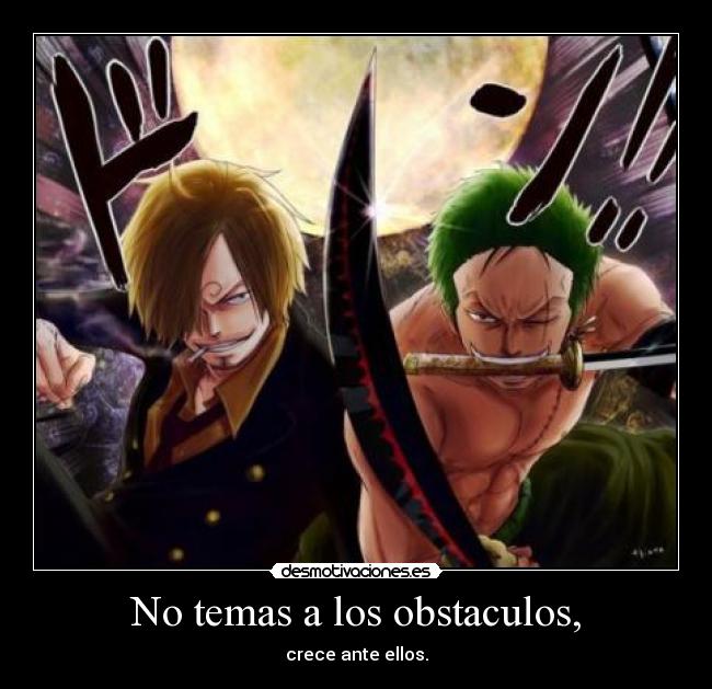 carteles obstaculos one piece zoro sanji anime desmotivaciones