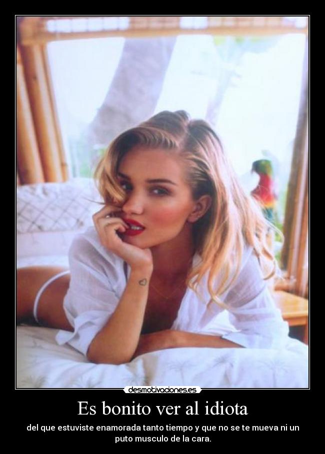 Es bonito ver al idiota - del que estuviste enamorada tanto tiempo y que no se te mueva ni un
puto musculo de la cara.